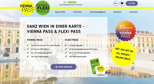 Vienna Pass Beschreibung und im Hintergrund das Schloss Schönbrunn in Wien